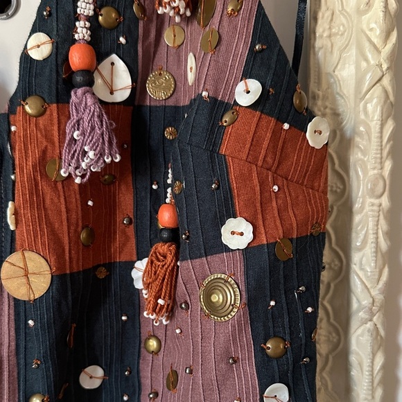 ZARA | Boho Halter Embellished Beaded Fringe Vest - Picture 5 of 15